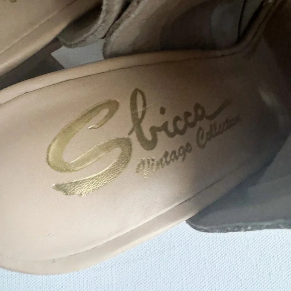 Sbicca Vintage Collection Suede Leather Light Beige Studded Slides 10 - Picture 12 of 13